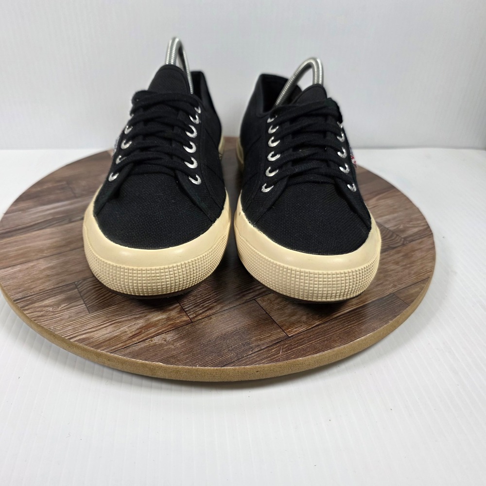 Superga 2750 Cotu Classic Sneakers M9.5/W11.5 Black Canvas Low Top Lace Up Shoes - Picture 3 of 10